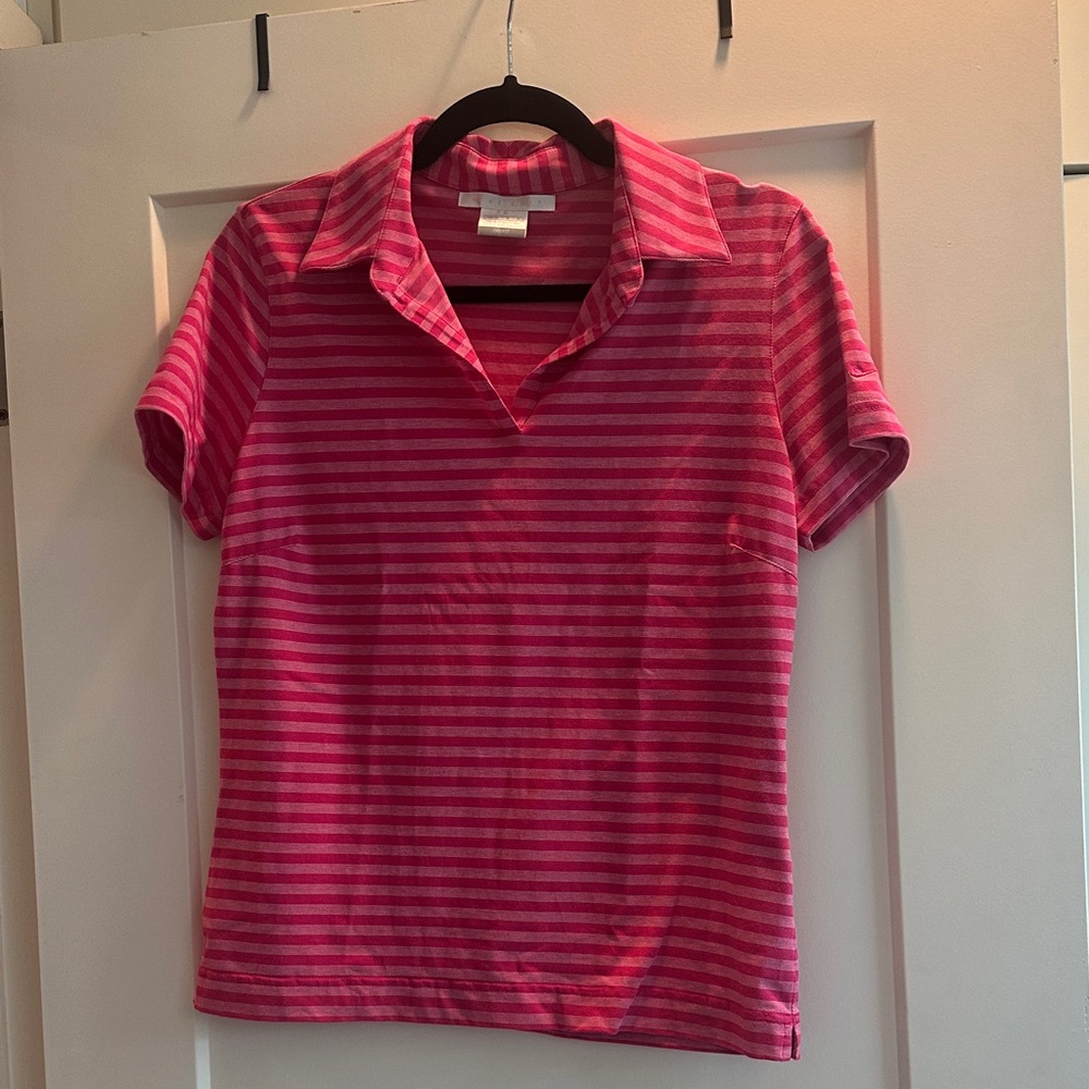 Nike women’s Golf Shirt Pink Striped Women's No Button Polo